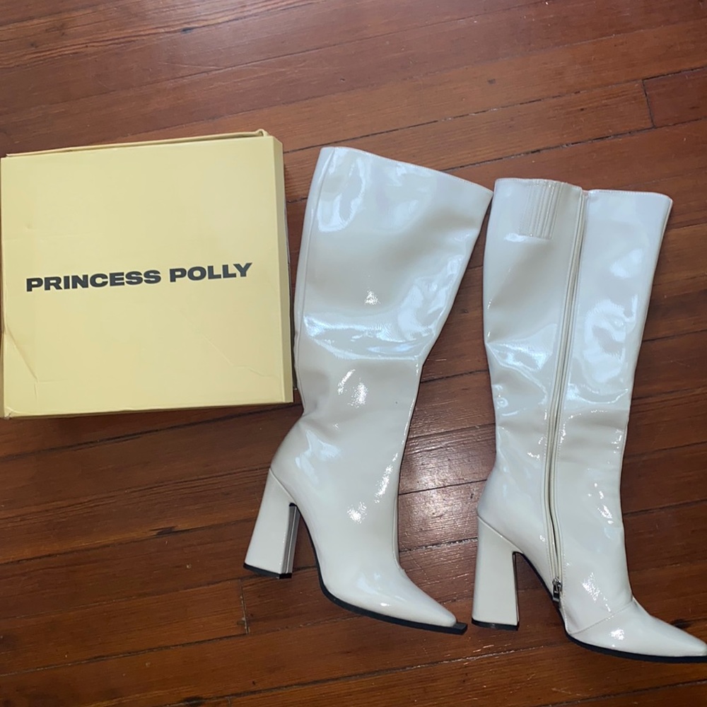 off white princess Polly heeled boots